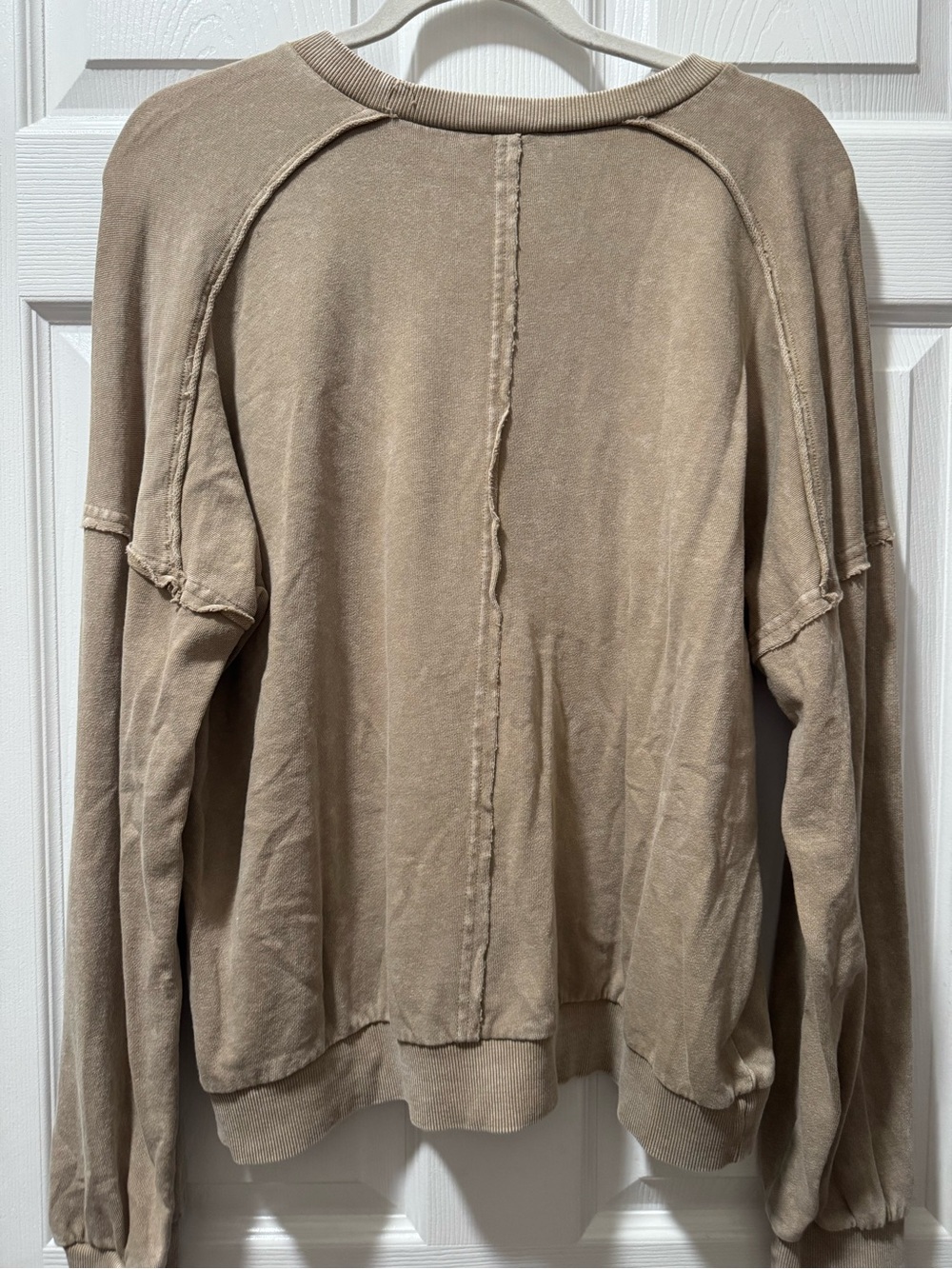 easel Neutral Beige Pullover Sweatshirt with Peace Sign Applique - Picture 5 of 8